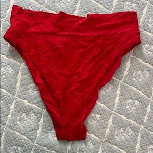 aerie Bright Red High-Cut Cheeky Bikini Bottoms